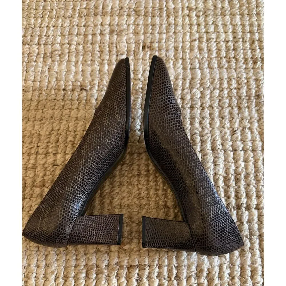 Vintage Stuart Weitzman Brown Lizard Embossed Block Heels